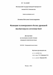Диссертация по химии на тему «Функции теломеразного белка дрожжей Saccharomyces cerevisiae Est3»