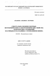 Диссертация по химии на тему «Спектрально-люминесцентные, фотохимические и электрохимические свойства комплексных соединений платины (II) и палладия (III) с основаниями Шиффа»
