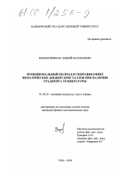 Диссертация по механике на тему «Функциональный подход в гидродинамике нематических жидких кристаллов при наличии градиента температуры»