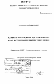 Диссертация по физике на тему «Масштабные уровни деформации в поверхностных слоях нагруженных твердых тел и тонких пленках»