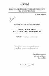 Диссертация по математике на тему «Минимальные циклы в заданных классах гомологий»