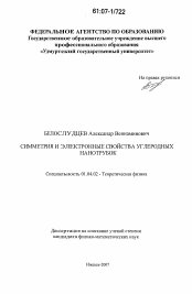 Диссертация по физике на тему «Симметрия и электронные свойства углеродных нанотрубок»