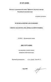 Диссертация по химии на тему «Синтез аналогов алкалоида камптотецина»