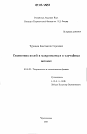 Диссертация по физике на тему «Статистика полей и макромолекул в случайных потоках»