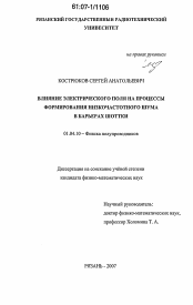 Диссертация по физике на тему «Влияние электрического поля на процессы формирования низкочастотного шума в барьерах Шоттки»