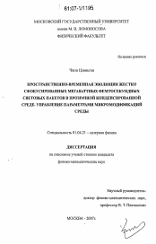 Диссертация по физике на тему «Пространственно-временная эволюция жестко сфокусированных мегаваттных фемтосекундных световых пакетов в прозрачной конденсированной среде. Управление параметрами микромодификаций среды»