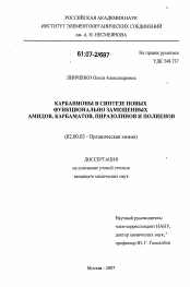 Диссертация по химии на тему «Карбанионы в синтезе новых функционально замещенных амидов, карбаматов, пиразолинов и полиенов»