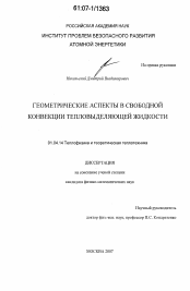 Диссертация по физике на тему «Геометрические аспекты в свободной конвекции тепловыделяющей жидкости»