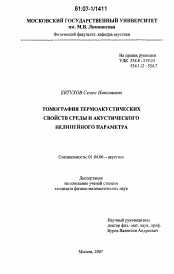 Диссертация по физике на тему «Томография термоакустических свойств среды и акустического нелинейного параметра»