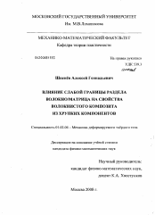 Диссертация по механике на тему «Влияние слабой границы раздела волокно/матрица на свойства волокнистого композита из хрупких компонентов»