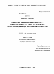 Диссертация по химии на тему «Иминиевые илиды из монофторкарбена - новые синтетические блоки для получения азот- и фторсодержащих органических соединений»