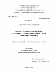 Диссертация по механике на тему «Прямое численное моделирование трехмерных течений газа в плоском канале с резким расширением»