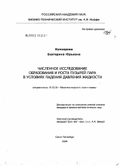 Диссертация по механике на тему «Численное исследование образования и эволюции пузырей пара в условиях падения давления жидкости»