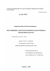 Диссертация по физике на тему «Поглощение электромагнитного излучения в квантовом канале»