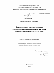 Диссертация по физике на тему «Формирование низкоразмерного полупроводникового силицида магния и наногетероструктур на его основе»