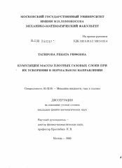 Диссертация по механике на тему «Кумуляция массы плотных газовых слоев при их ускорении в нормальном направлении»