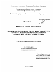 Диссертация по химии на тему «Влияние микроволнового излучения на синтез и свойства водорастворимых полимеров N-винилпирролидона и акриламида»