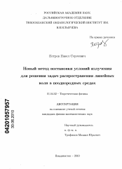 Диссертация по физике на тему «Новый метод постановки условий излучения для решения задач распространения линейных волн в неоднородных средах»