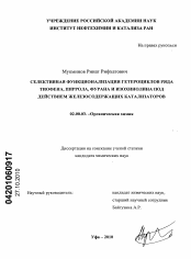 Диссертация по химии на тему «Селективная функционализация гетероциклов ряда тиофена, пиррола, фурана и изохинолина под действием железосодержащих катализаторов»