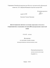 Диссертация по физике на тему «Диагностирование спинового состояния переходных металлов в координационных соединениях методами ИК-спектроскопии и квантовой химии»