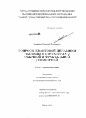 Диссертация по физике на тему «Вопросы квантовой динамики частицы в структурах с обычной и фрактальной геометрией»