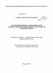 Диссертация по математике на тему «Геометрические и топологические аспекты интерполяционных пространств К-метода Петре»