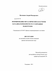 Диссертация по физике на тему «Формирование металлических кластеров катализаторов при росте углеродных нанотрубок»