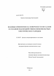 Диссертация по физике на тему «Фазовые изменения на поверхности металлов и сплавов под воздействием низковольтных электрических разрядов»