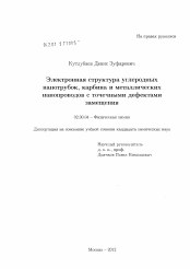 Диссертация по химии на тему «Электронная структура углеродных нанотрубок, карбина и металлических нанопроводов с точечными дефектами замещения»