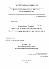 Диссертация по физике на тему «Спиновые явления в низкоразмерных структурах, помещенных в магнитное поле»