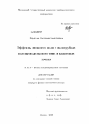 Диссертация по физике на тему «Эффекты внешнего поля в нанотрубках полупроводникового типа и квантовых точках»