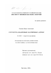 Диссертация по физике на тему «Структура квантовых матричных алгебр»