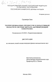 Диссертация по физике на тему «Теория межфазных процессов в допассивной области в системе металлактивирующий электролит»