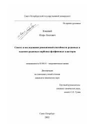 Диссертация по химии на тему «Синтез и исследование реакционной способности родиевых и платино-родиевых карбонил-фосфиновых кластеров»