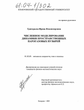 Диссертация по механике на тему «Численное моделирование динамики пространственных парогазовых пузырей»