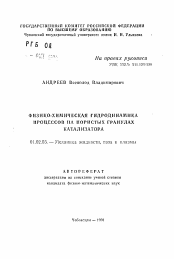 Автореферат по механике на тему «Физико-химическая гидродинамика процессов на пористых гранулах катализатора»