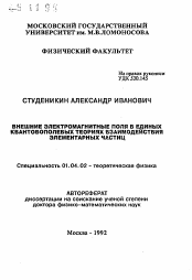 Автореферат по физике на тему «Внешние электромагнитные поля в единых квантовополевых теориях взаимодействия элементарных частиц»