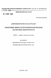 Автореферат по физике на тему «Квантовые эффекты при перемагничивании магнитных наноструктур»