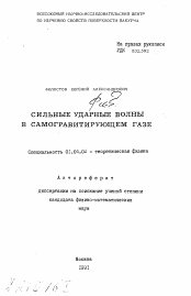 Автореферат по физике на тему «Сильные ударные волны в самогравитирующем газе»