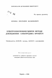 Автореферат по физике на тему «Электрохемилюминесцентные методы исследования электродных процессов»