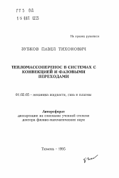 Автореферат по механике на тему «Тепломассоперенос в системах с конвекцией и фазовыми переходами»