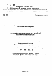 Автореферат по физике на тему «Исследование интенсивных имульсных воздействий на композиционные материалы»