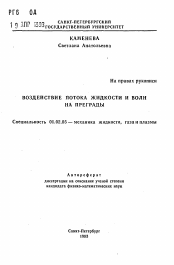 Автореферат по механике на тему «Воздействие потока жидкости и волн на преграды»