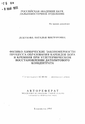 Автореферат по химии на тему «Физико-химические закономерности процесса образования карбидов бора и кремния при углетермическом восстановлении датолитового концентрата»