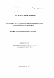 Автореферат по механике на тему «Численные исследования критических режимов обтекания несущих систем»