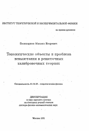 Автореферат по физике на тему «Топологические объекты и проблема невылетания в решеточных калибровочных теориях»