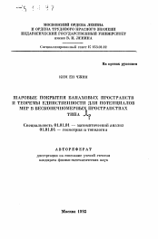 Автореферат по математике на тему «Шаровые покрытия банаховых пространств и теоремы единственности для потенциалов мер в бесконечномерных пространствах типа»