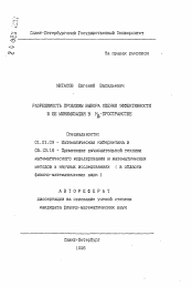 Автореферат по математике на тему «Разрешимость проблемы выбора оценки эффективности и ее минимизация в НА-пространстве»