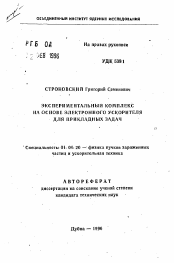 Автореферат по физике на тему «Экспериментальный комплекс на основе электронного ускорителя для прикладных задач»