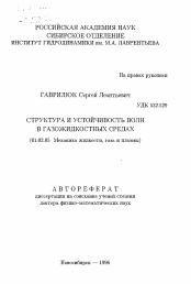 Автореферат по механике на тему «Структура и устойчивость волн в газожидкостных средах»